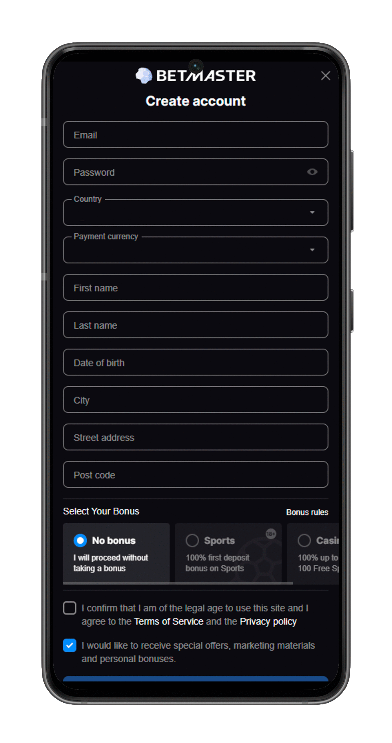 betmaster sign up